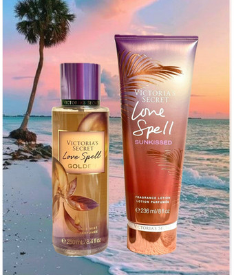 Love Spell GOLDEN & SUNKISSED Victoria's Secret Perfumed Mist Lotion SET of 2
