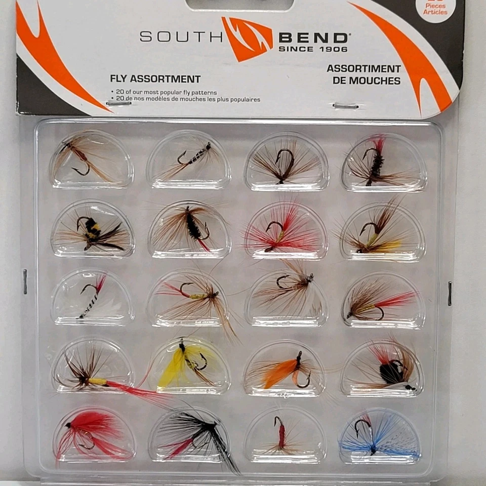 South Bend Pesca 20 Piezas Surtido de Moscas 20 Moscas Más Populares SBFLY20 Foto 4 de 4