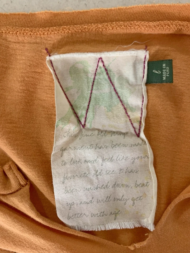 Y2K Vintage Orange Women’s Large V Neck T Shirt Distressed Romantic Grunge Style - Image 4 of 4