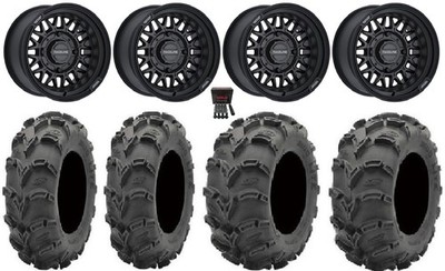 Raceline Omega 14'' Wheels Black 28'' Mud Lite XL Tires Renegade Outlander