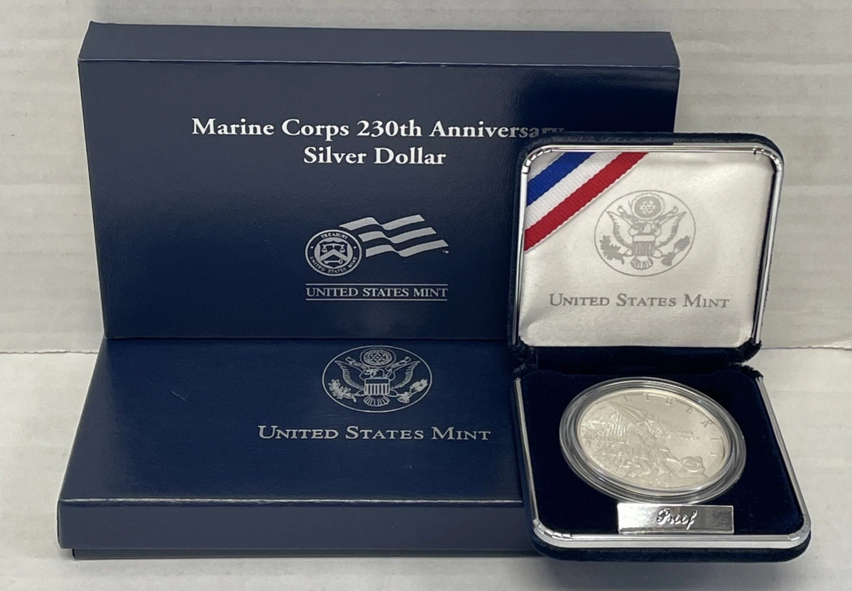 2005 Marine Corps 230th Anniversary Proof Silver Dollar OGP No COA