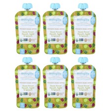 Baby Food, 6 Months, Sweet Potato, Squash, Apple  Spinach, 6 Pouches, 3.5 oz