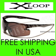 X Loop Sunglasses XL52002 UV400 Davis brown sunnies golf sports H8FS