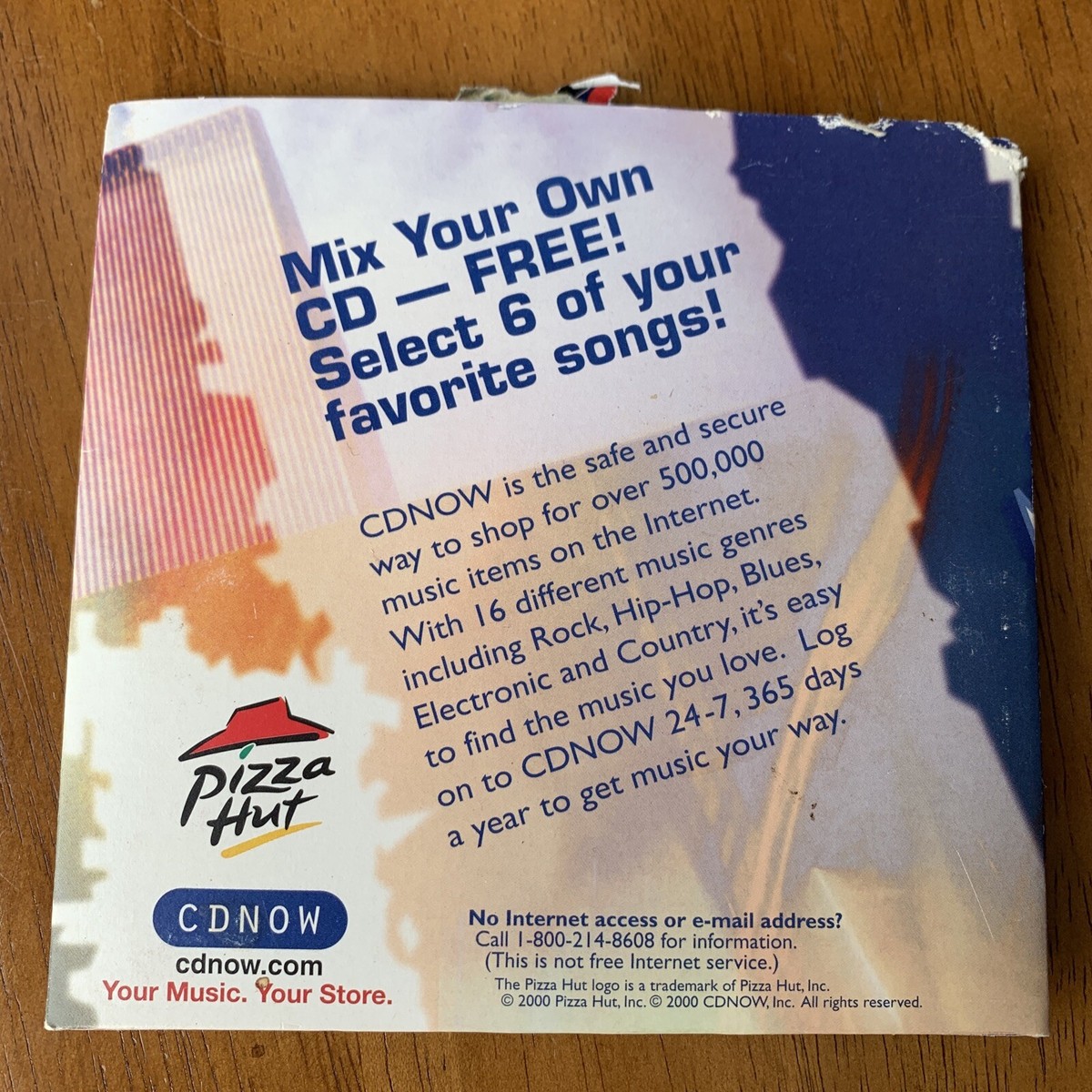 Pizza Hut CDNOW cdnow.com mix own CD 6 songs The big New Yorker