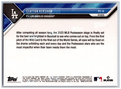 PS-14 Clayton Kershaw Los Angeles Dodgers 2023 TOPPS NOW MLB