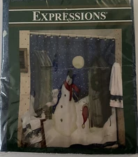 SHOWER CURTAIN -Christmas/Snowman 2007 Blonder Home Accents, New In Packaging
