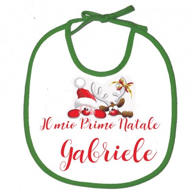 Il Mio Primo Natale Punto Croce.Bavaglino Bavetta Personalizzato Natalizio Il Mio Primo Natale Con Nome Ebay