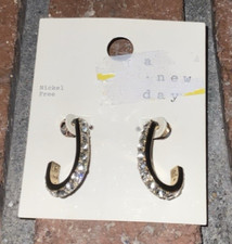 A New Day Gold And Black Nickel Free Dangle Hoop Earring