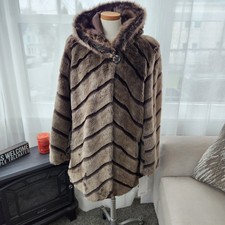 Hannah By Mar Lo Faux Fur Hooded Button And Hook Coat Size Xl