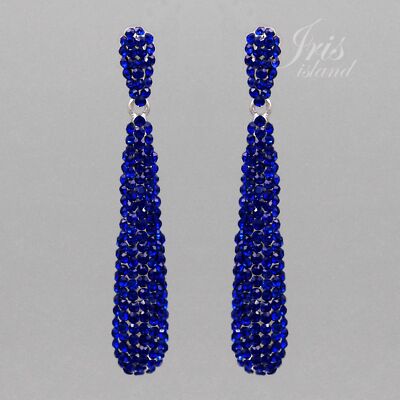 Alloy Blue Crystal Rhinestone Bar Style Drop Dangle Earrings 07871 Prom Party