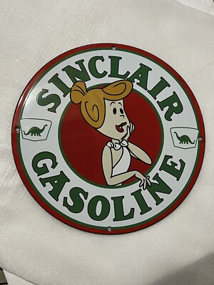 12in SINCLAIR MOTOR OIL PORCELAIN ENAMEL SIGN OIL Gas Pump Plate | eBay