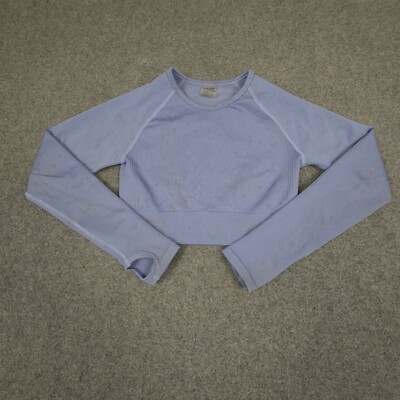 ECHT Shirt Womens SMALL Blue Long Sleeve Cropped Activewear Modern Sports Size S
