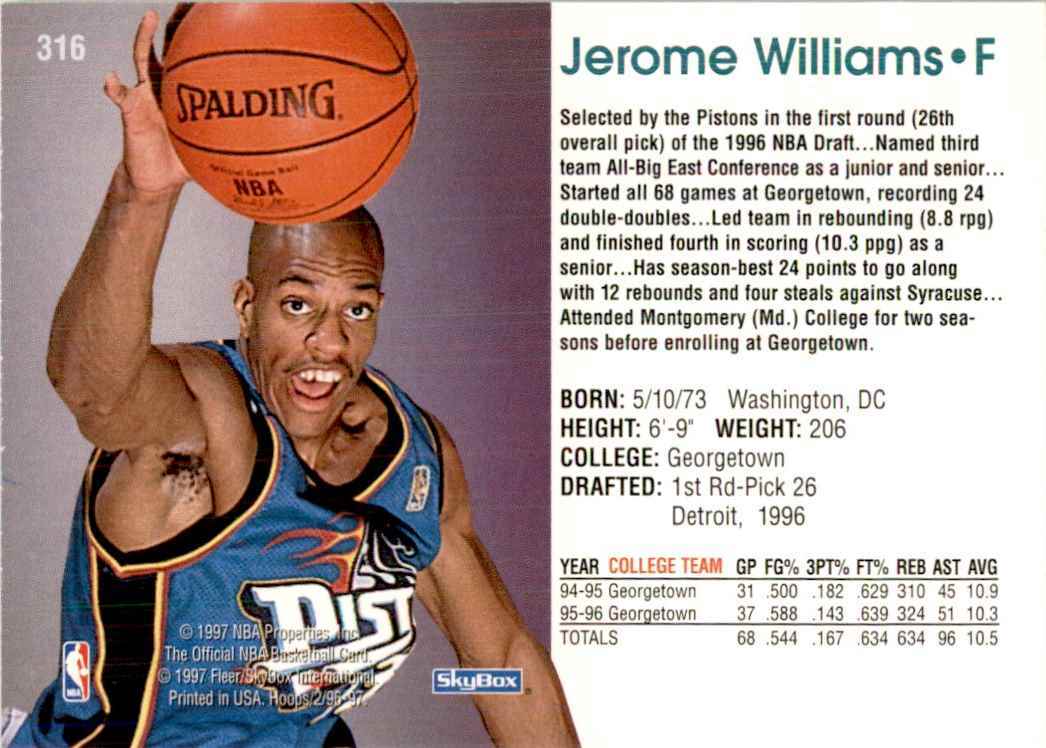 1996-97 NBA Hoops Jerome Williams Basketball Cards #316 | eBay