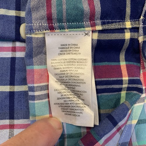 Ralph Lauren Shirt Mens L Multicolor Plaid Flesh Pony Short Sleeve - Picture 9 of 16