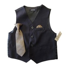 Nautica suit vest with clip on tie 4T navy gold