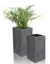 Primrose Poly-Terrazzo Tall Cube Planter Garden Plant Pot Set of 2 (60cm/79cm)