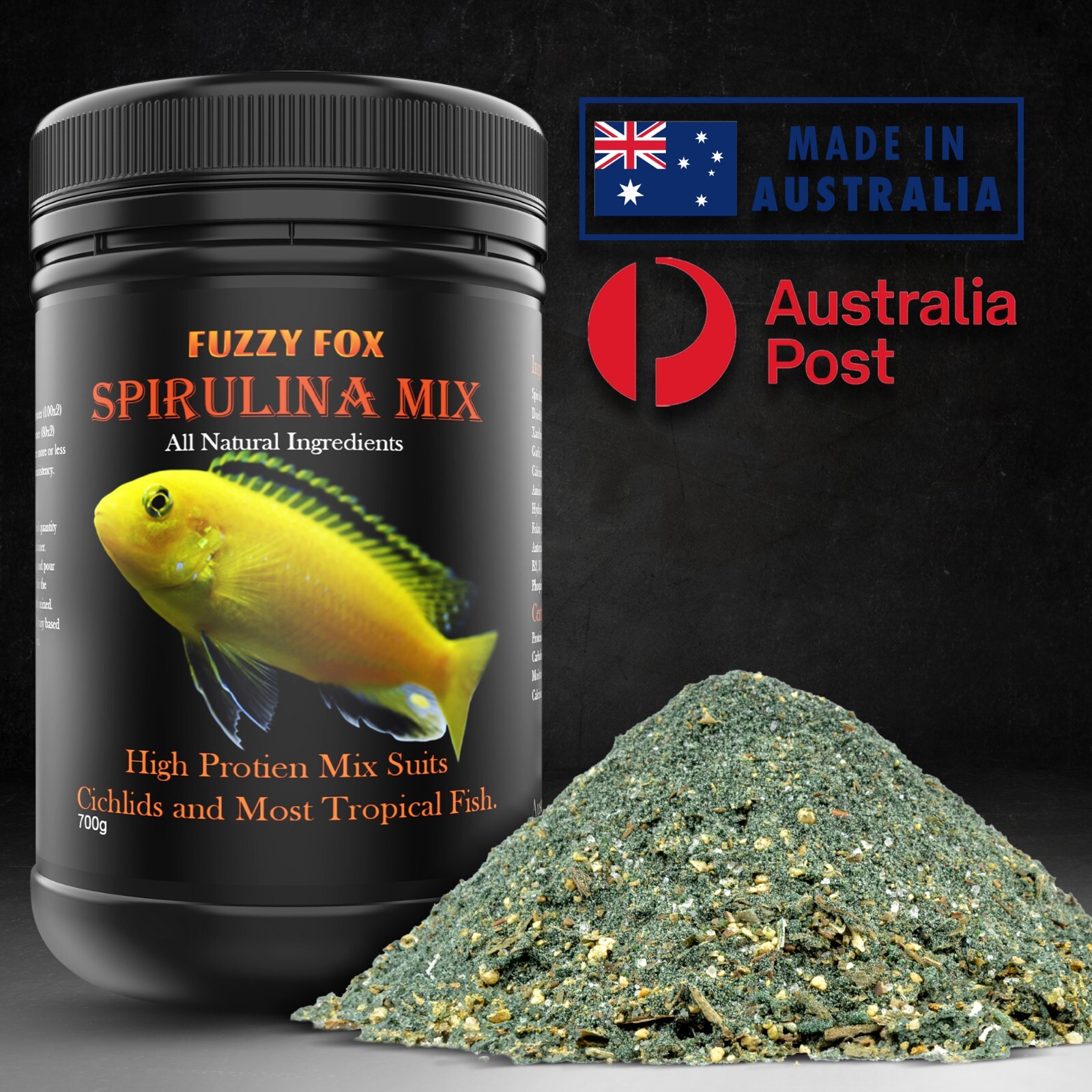 Spirulina Gel Mix Fish Food for Cichlids and Most Tropical Fresh Water