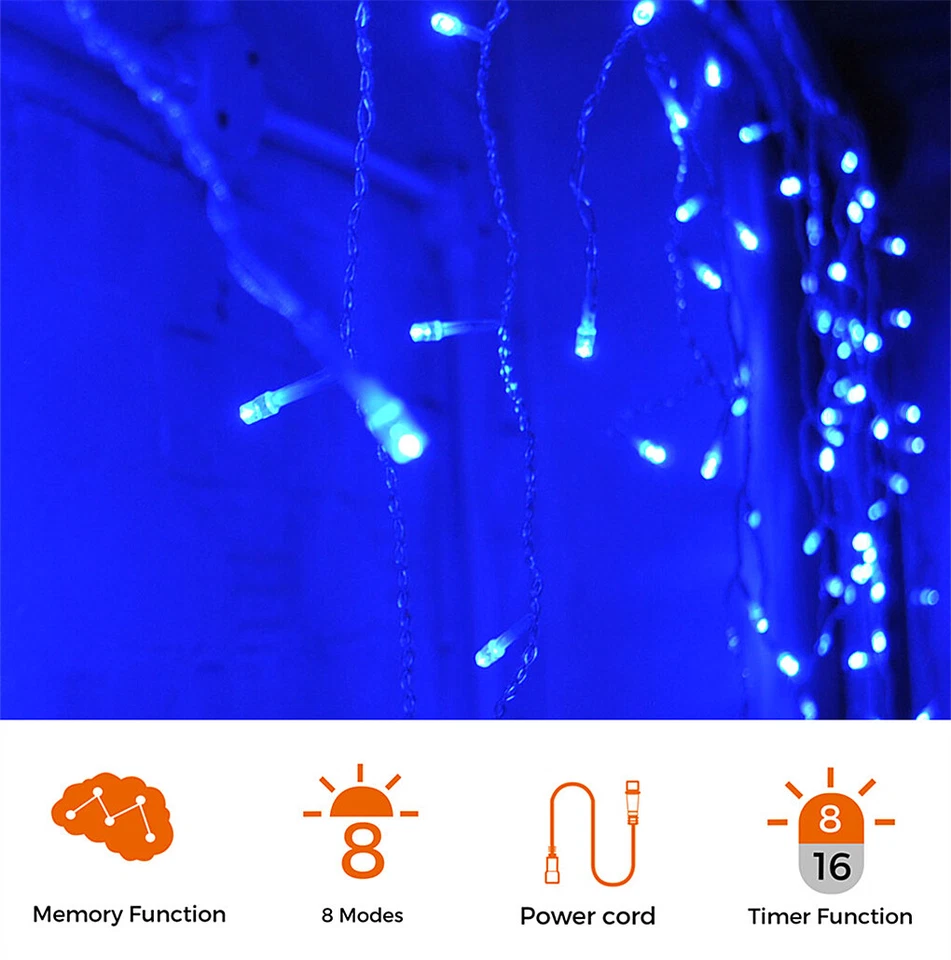 X'mas Special Icicle Christmas Fairy Lights with 10M Lead,8 Modes, Memory, Timer - Image 4 of 4