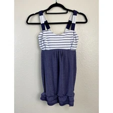 Lululemon Back on Track Tank Top Womens size 6 Blue Stripes Athletic Activewear