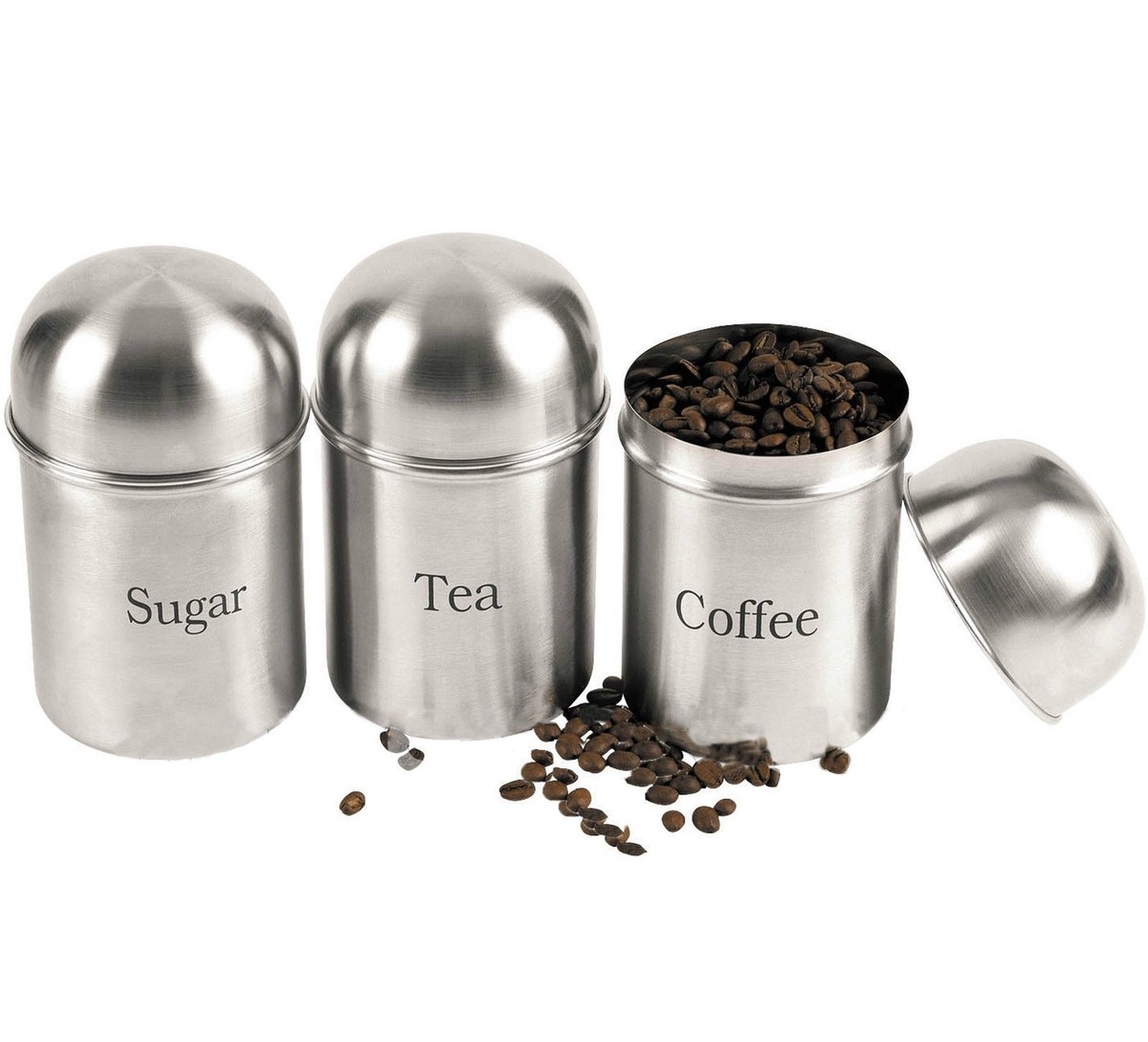 x Stainless Steel Silver Tea Coffee Sugar Kitchen Storage