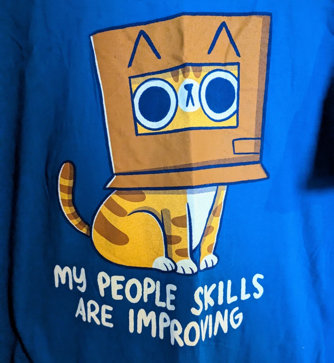 Qwertee My People Skills Are Improving Cat Tshirt Size L eBay