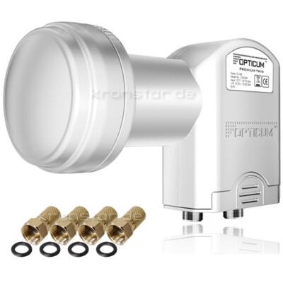 LNB TWIN 0,1dB DIGITAL Opticum Premium 2-Teilnehmer Full HD+SKY 3D TV 4K UHD LTE