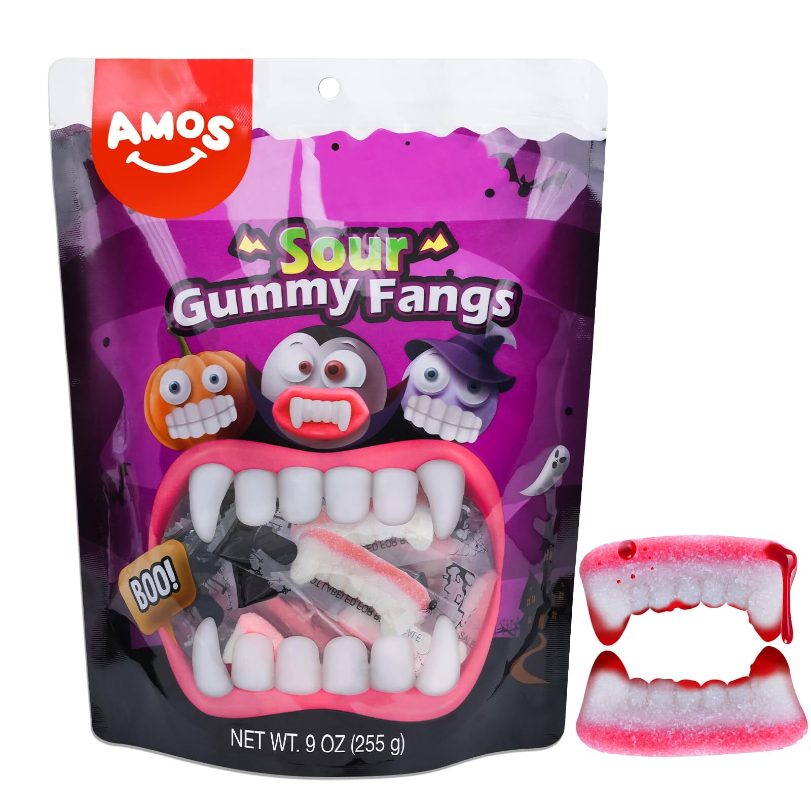 Amos Gummi Teeth Candy Vampire Teeth Gummy Fangs Individually Wrapped