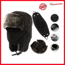 Mens Winter Hat Trapper Aviator Russian Trooper Earflap Warm Ski W/Mask LFM
