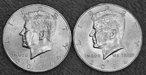 2- 2014 Kennedy half dollar coins 1P &1D