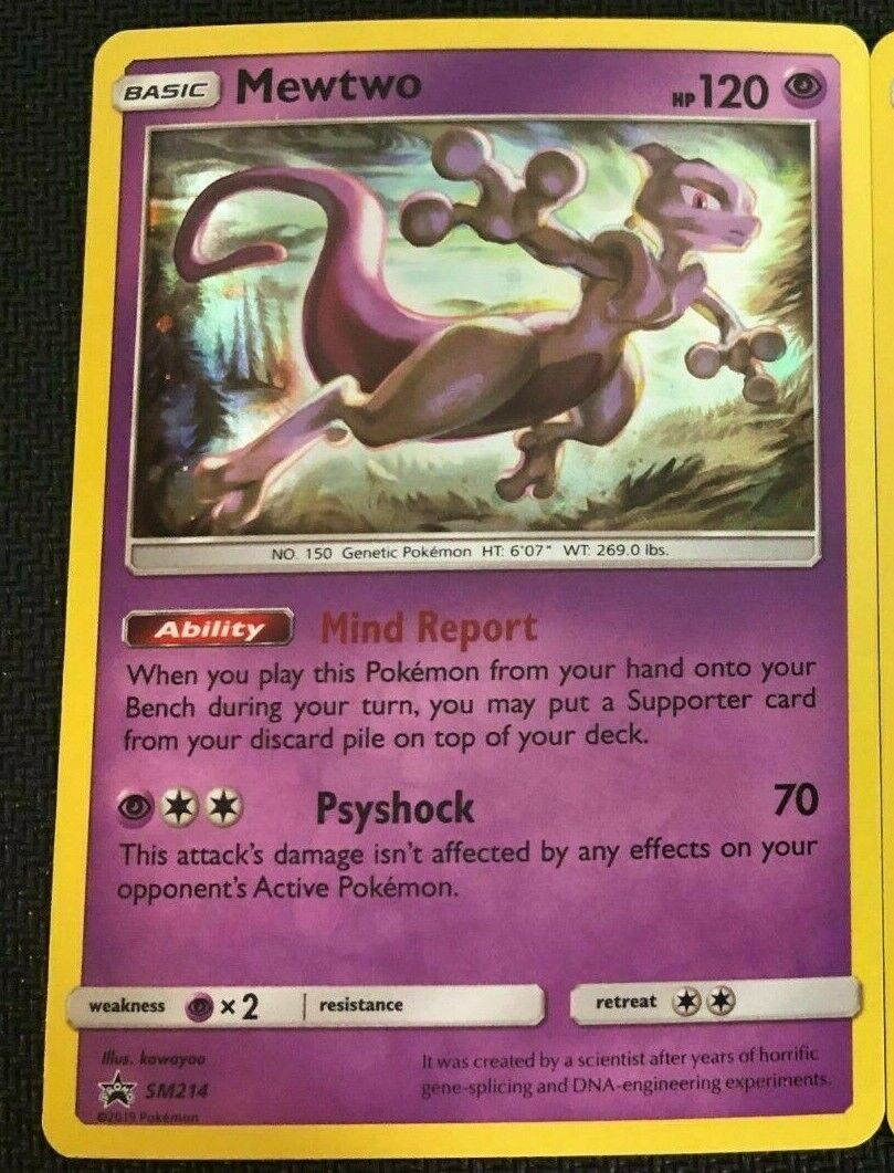 HOLO Mewtwo Foil Black Star Promo SM214 Pokemon Hidden Fates - LP