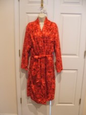 NWT FLEECE Bathrobe CHRISTMAS fair isle Red rustic print Robe S/M