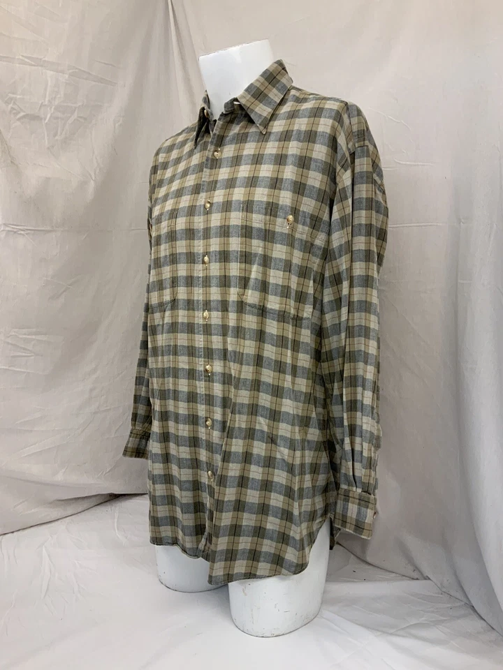 Camisa Robert Talbott Botón M Hombres Beige Cuadros 100% Algodón Como Nueva YGI P1-834 Foto 4 de 4