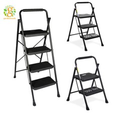 Folding Step Stool Wide Anti-Slip Pedal Sturdy Steel Ladder 2/3/4 steps