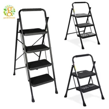 Folding Step Stool Wide Anti-Slip Pedal Sturdy Steel Ladder 2/3/4 steps