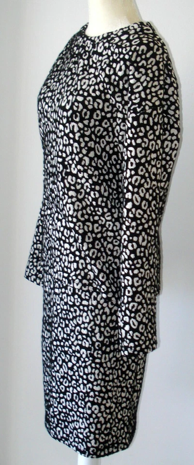 MICHAEL KORS MUJER 2 PIEZAS BLANCO Y NEGRO ESTAMPADO GEOMÉTRICO FALDA TRAJE TALLA L Foto 3 de 4