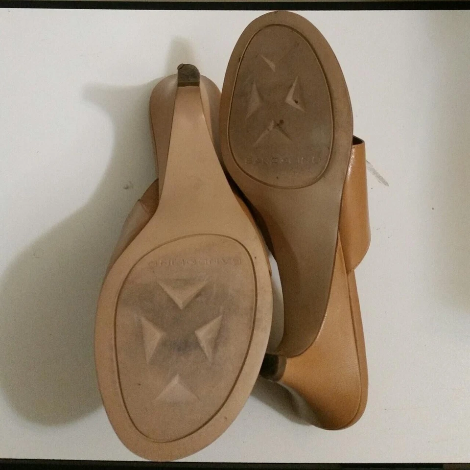 复古 Bandolino 女式皮革棕褐色凉鞋拖鞋 7m 码 — 第 3/3 张图片