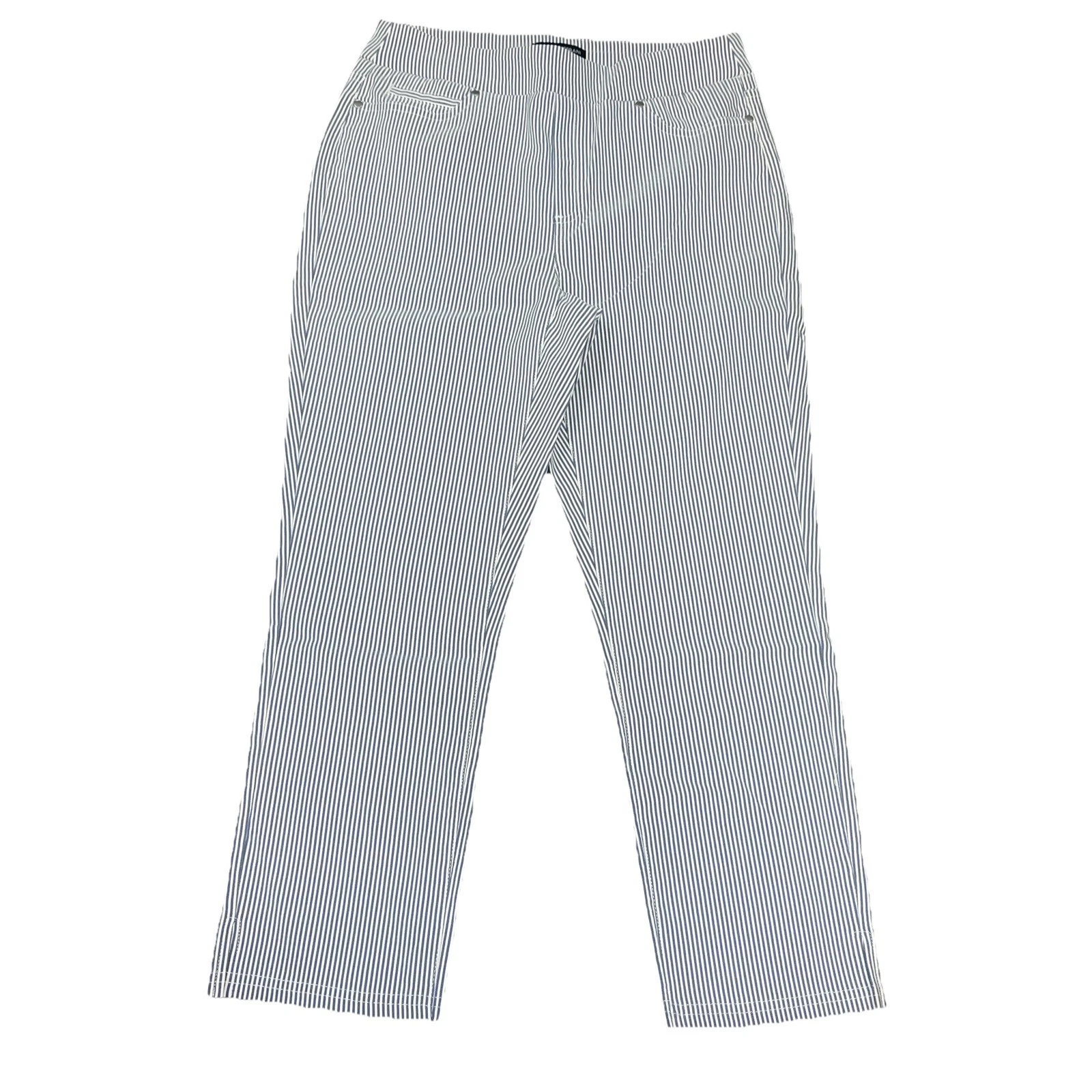 NWT Mario Serrani Blue Stripe Pull On Capri Pants Size *SMALL*
