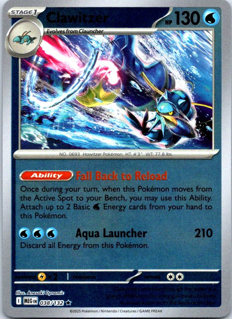 Clawitzer - Rare ME01: Mega Evolution 038/132 NM
