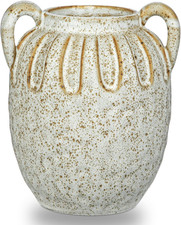 Vintage Ceramic Vase with 2 Handles,Farmhouse White Vase for Home Decor