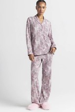 Skims Sleep Long Sleeve Modal Pajama Set Bloom Mini Multi Animal Print S Buttons