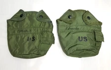QTY (2) US Military 1 Quart Nylon OD Green Canteen Cover Pouch w/ Alice Clips