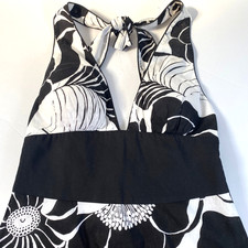 White House Black Market Floral Maxi Halter Sundress Womens Size 6 Black White