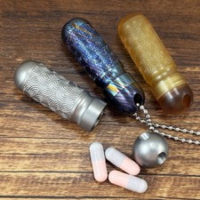 PEI Titanium Damascus Pill Holder Case Container Organizer Waterproof EDC Boxes