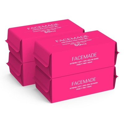 FACEMADE 200 Count (4 Packs) Disposable Face Towels, 50 (Pack of 4)