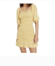 Faithfull The Brand Petra Yellow Textured Dress Women’s Size 4