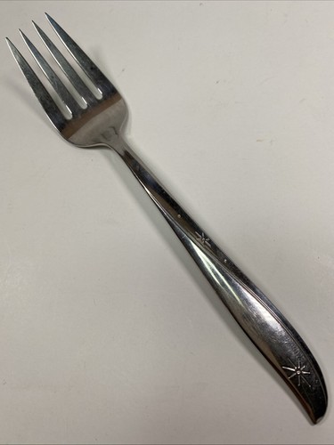 Oneida TWIN STAR Serving Meat Fork Atomic MCM Used Flatware Community Stainless - Picture 1 of 6