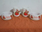 Vintage Anchor Hocking Fire King Strawberry Shortcake Milk Glass 2 Bowls, 2 Mugs