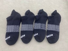 4 Pairs Bombas Men's Solids Cushion Ankle Socks Classic Size L Black