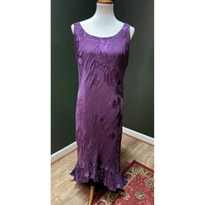 Vintage R&M Richards Purple Floral Burnout Silk Blend Maxi Dress Women's 18