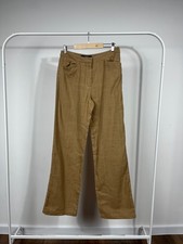 MaxMara Weekend brown linen blend straight wide leg casual trousers pants